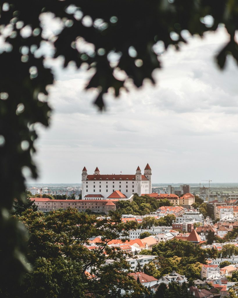 View of Bratislava Castle above the city skyline