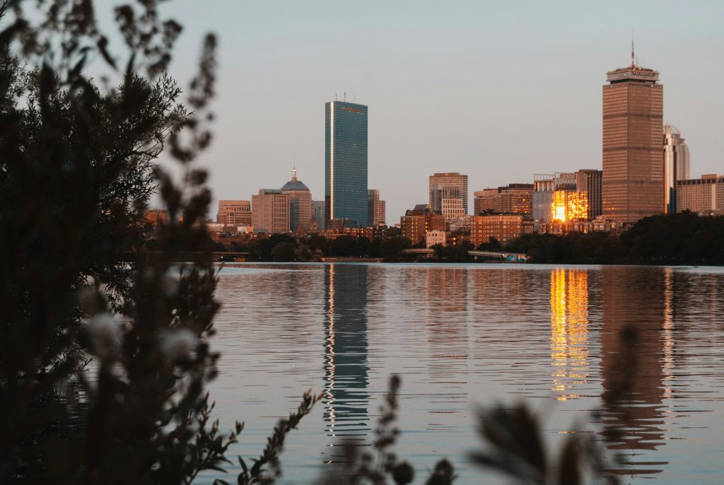 Boston skyline view from Cambridge across Charles River