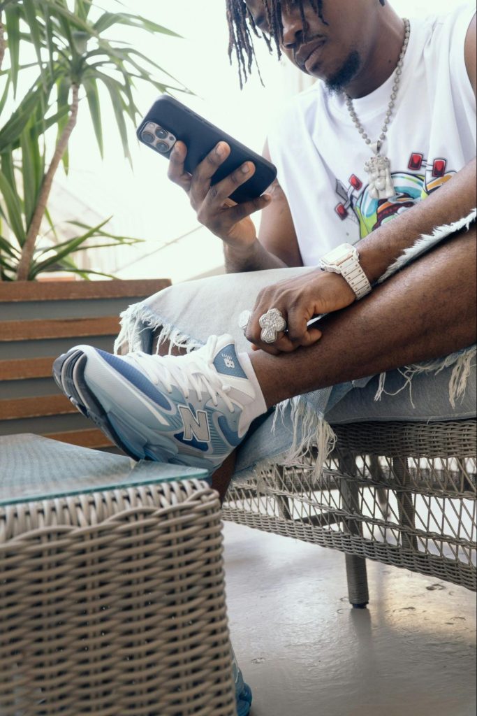 Traveler checking navigation app on smartphone