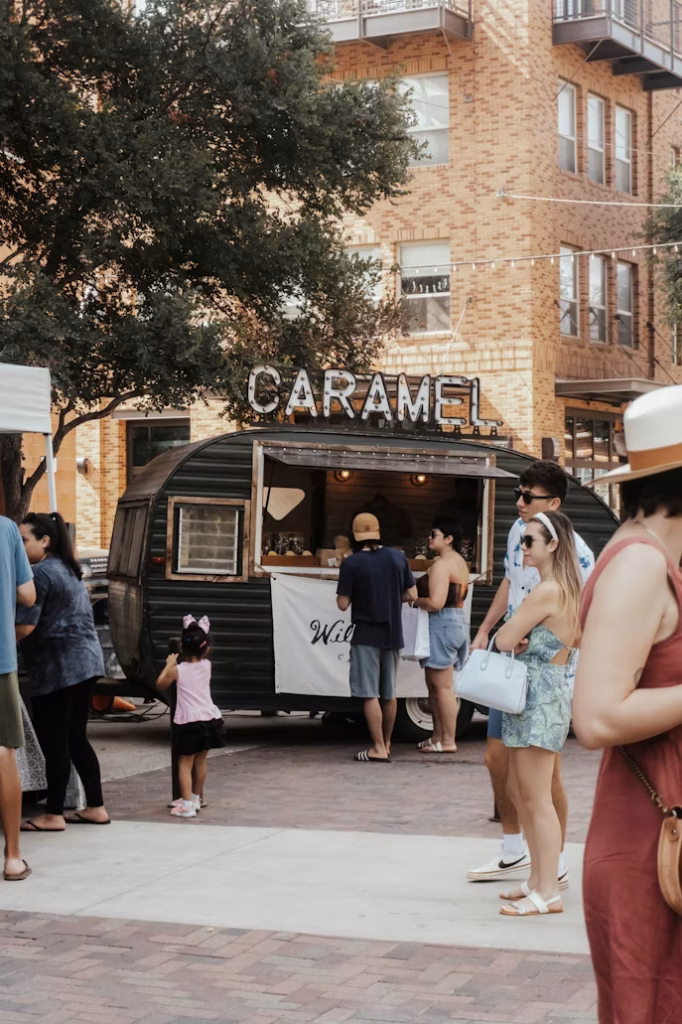 People ordering food at Austin street food truck