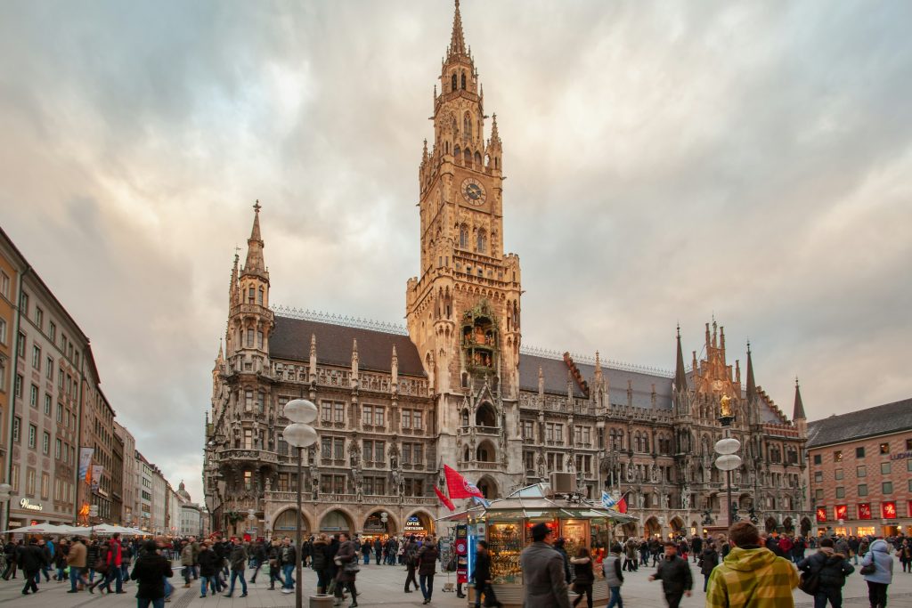 Munich New Town Hall at sunset
